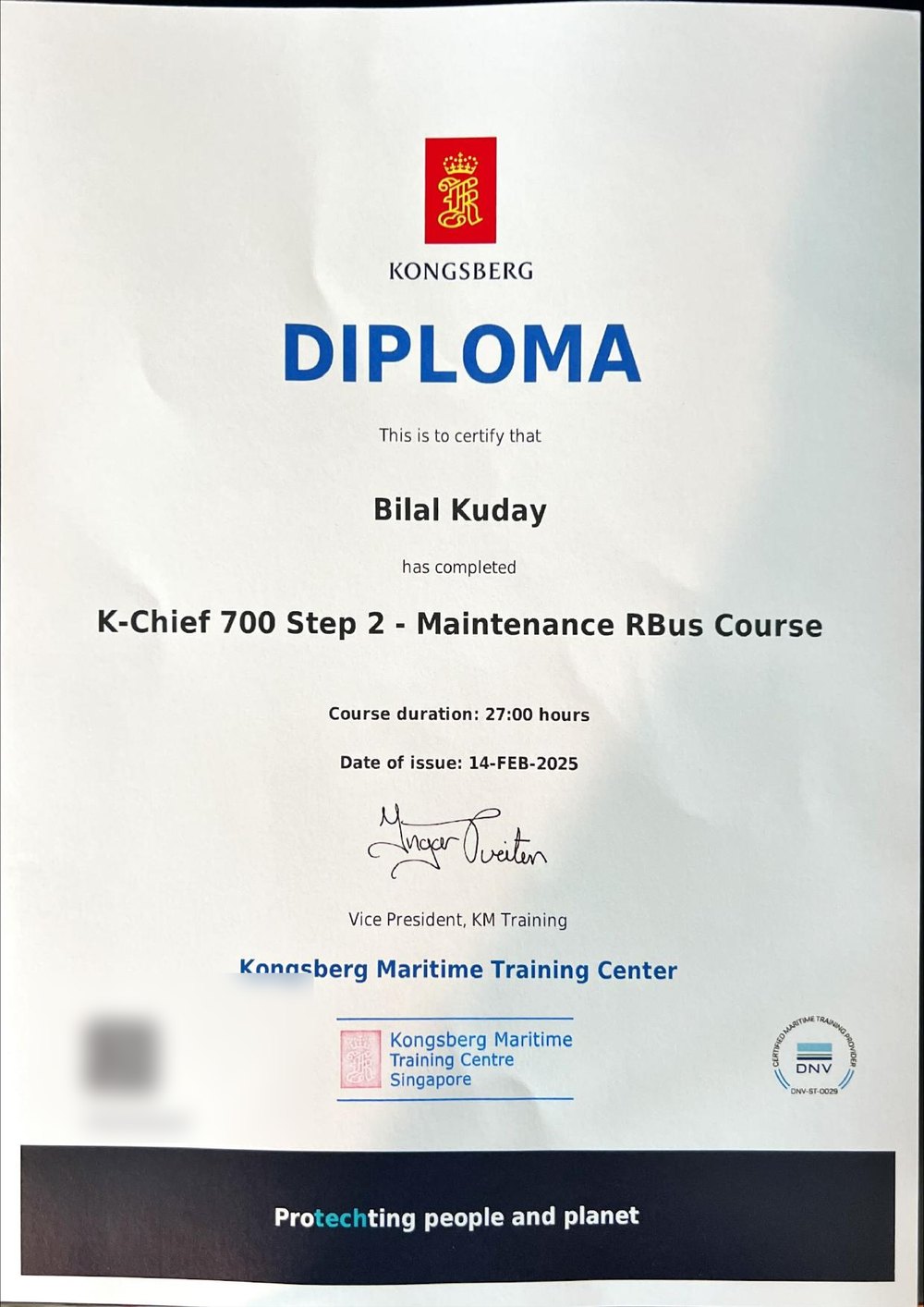 Kongsberg K-Chief 700 Step 2 diploması