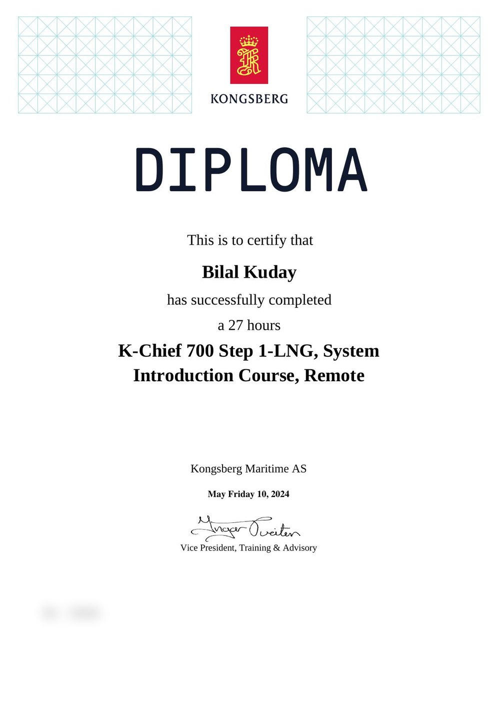 Kongsberg K-Chief 700 Step 1 LNG diploması